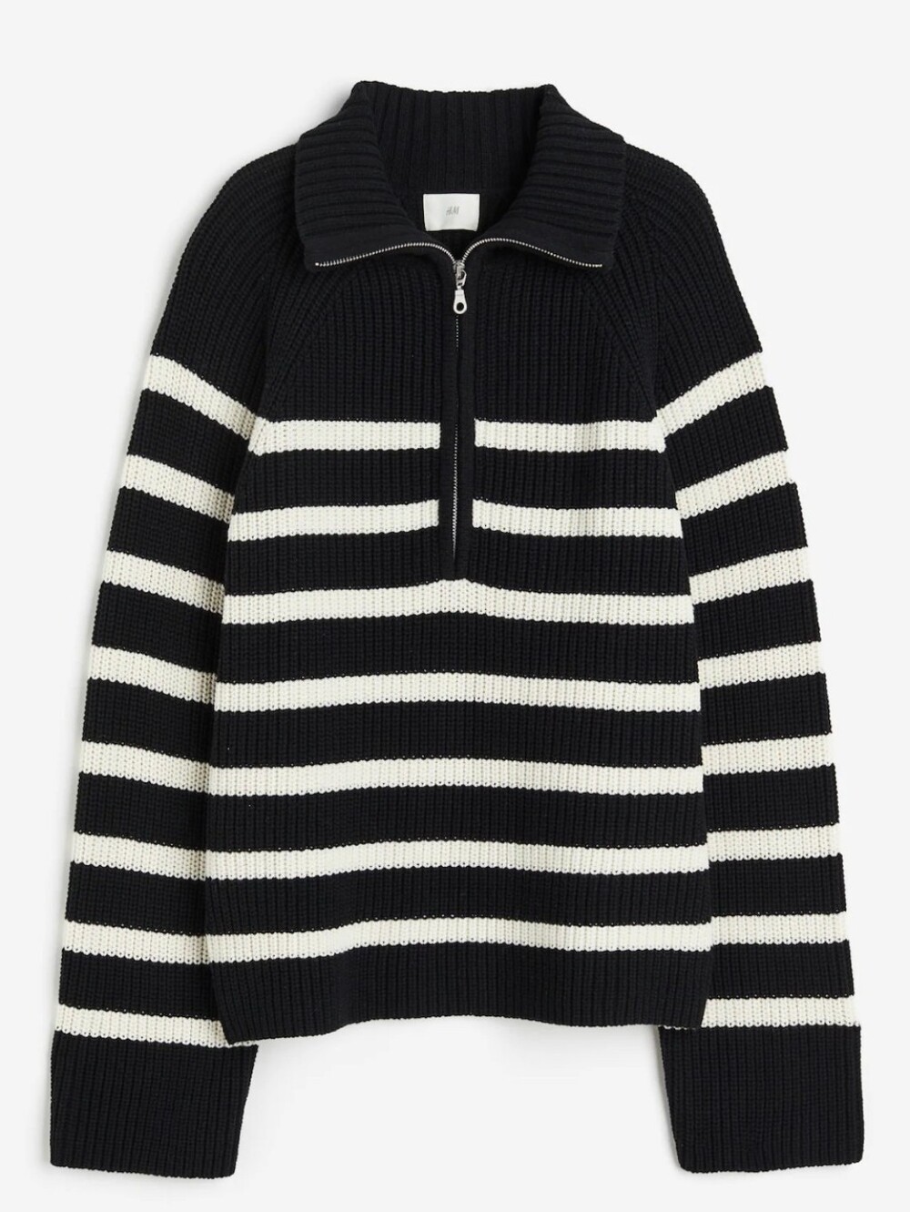 H&M Striped Quarter Zip Sweater